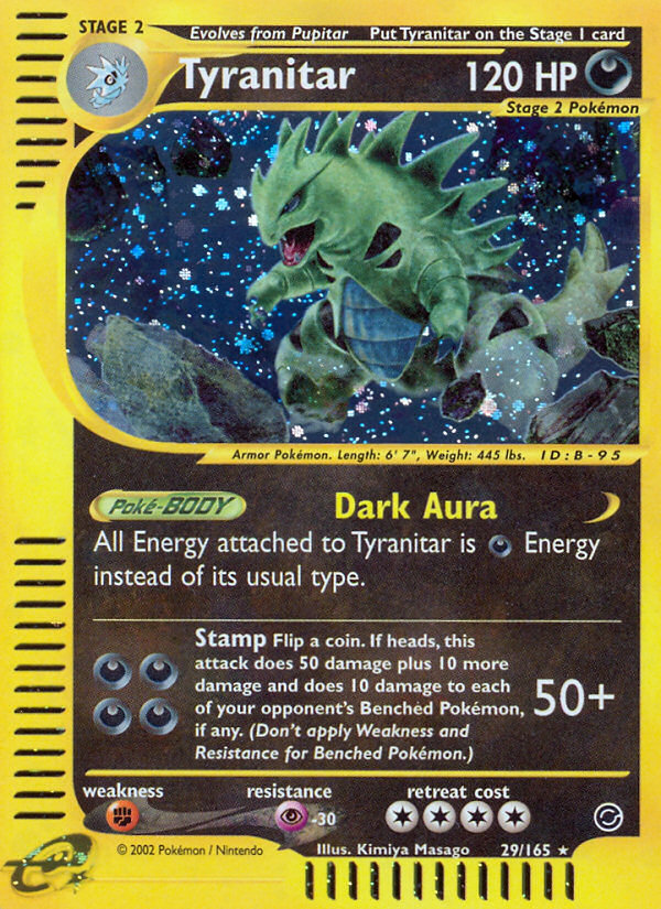 Tyranitar 29 Rare Holo card from Expedition Base Set