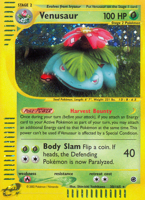 Venusaur 30 Rare Holo card from Expedition Base Set