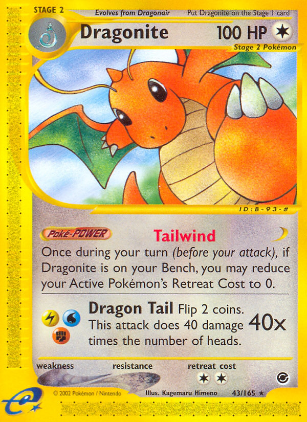 Dragonite 43 Rare card from Expedition Base Set