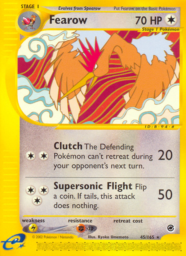 Fearow 45 Rare card from Expedition Base Set