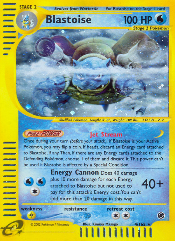 Blastoise 4 Rare Holo card from Expedition Base Set