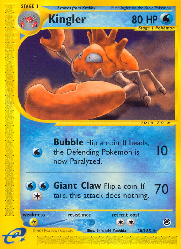Kingler 50 Rare card from Expedition Base Set