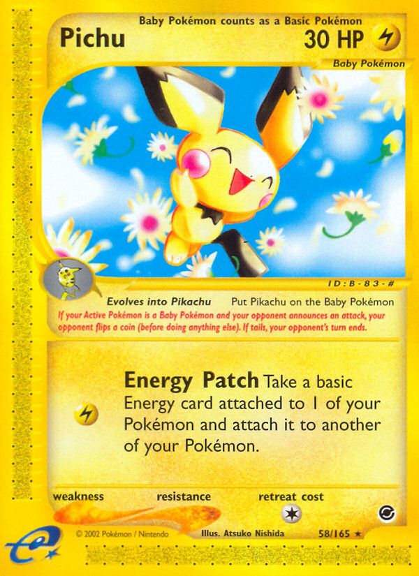 Pichu 58 Rare card from Expedition Base Set