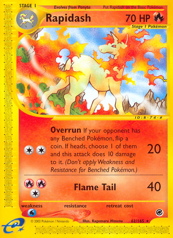 Rapidash 62 Rare card from Expedition Base Set