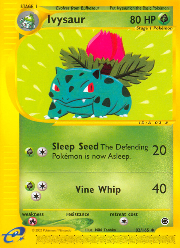 Ivysaur 82 Uncommon card from Expedition Base Set