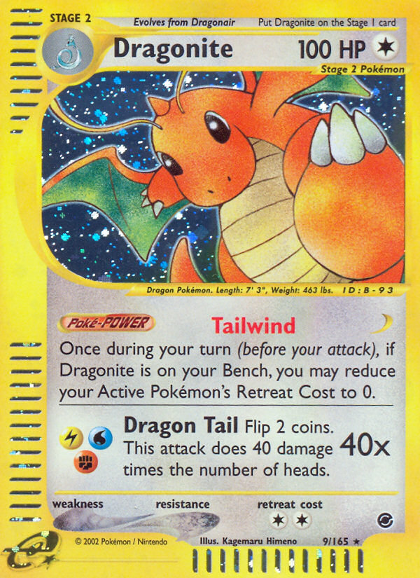 Dragonite 9/165 Rare Holo card from Expedition Base Set