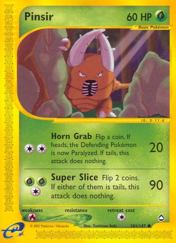 Pinsir 101 Common card from Aquapolis