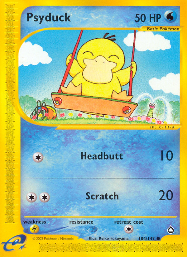 Psyduck 104 Common card from Aquapolis