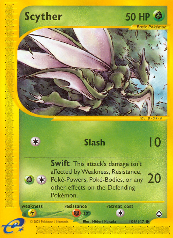 Scyther 106 Common card from Aquapolis