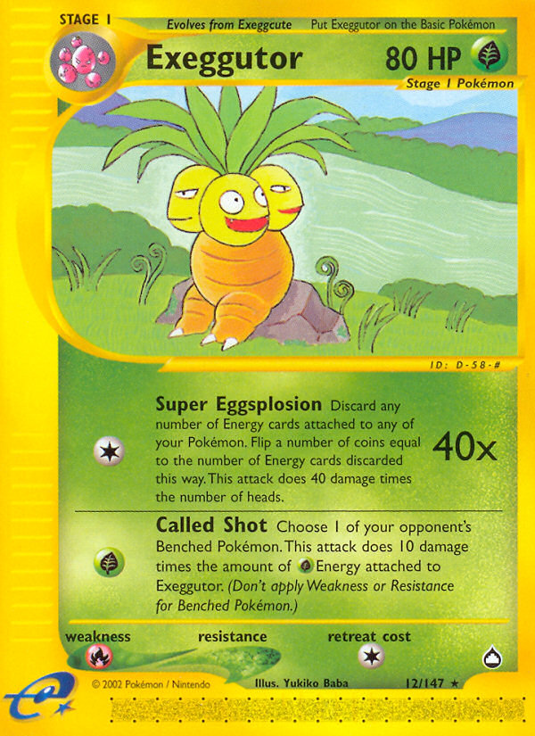 Exeggutor 12 Rare card from Aquapolis