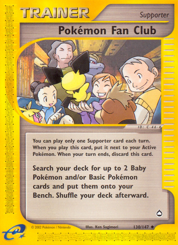 Pokémon Fan Club 130 Uncommon card from Aquapolis
