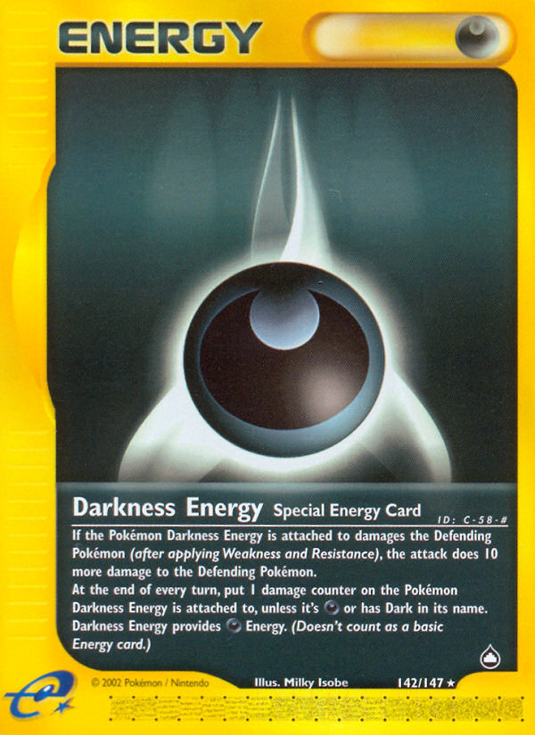 Darkness Energy 142 Rare card from Aquapolis