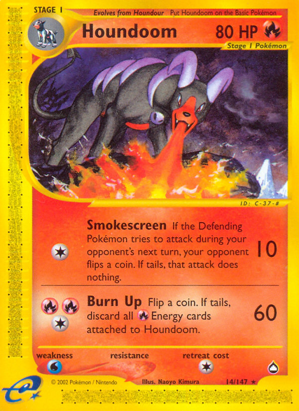 Houndoom 14 Rare card from Aquapolis