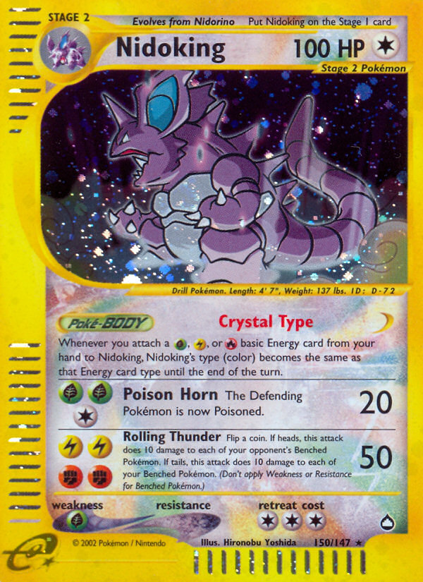 Nidoking 150 Rare Secret card from Aquapolis