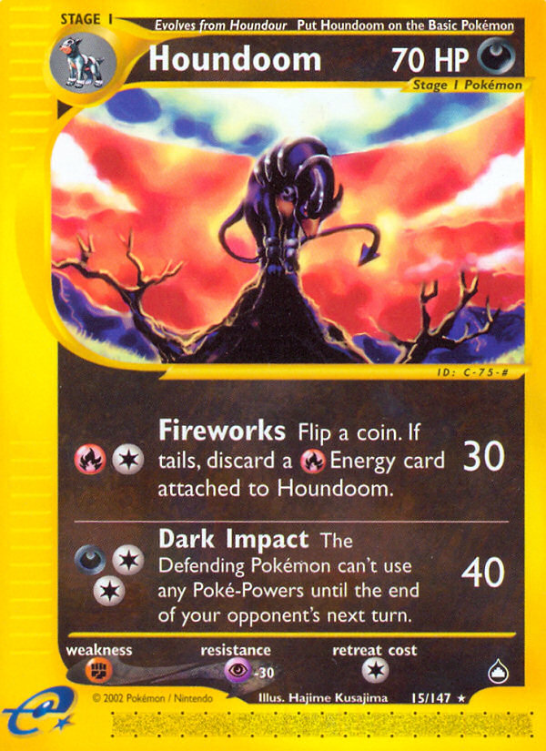 Houndoom 15 Rare card from Aquapolis
