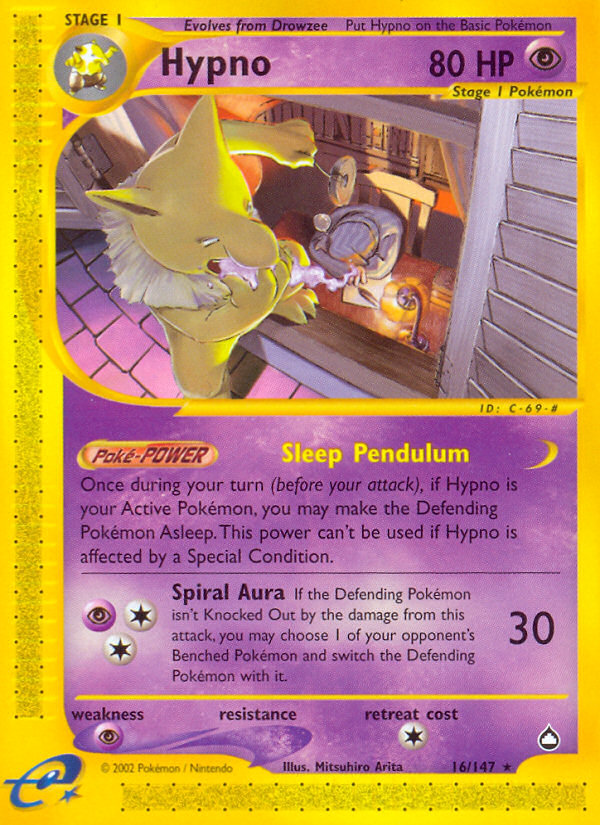 Hypno 16/147 Rare card from Aquapolis