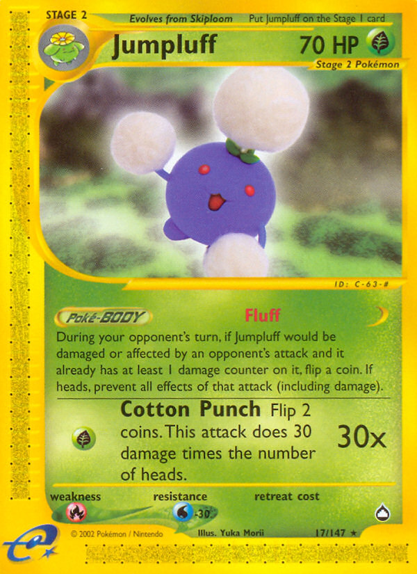 Jumpluff 17/147 Rare card from Aquapolis