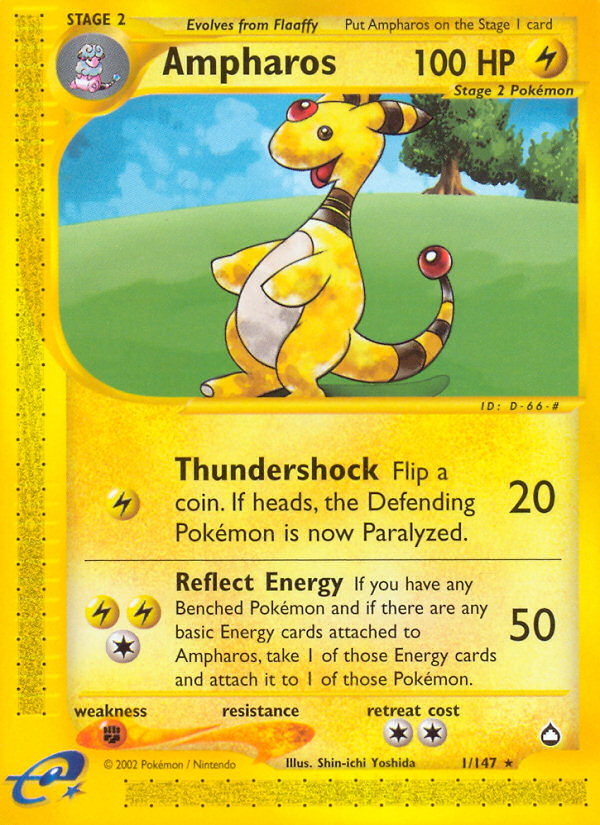 Ampharos 1/147 Rare card from Aquapolis