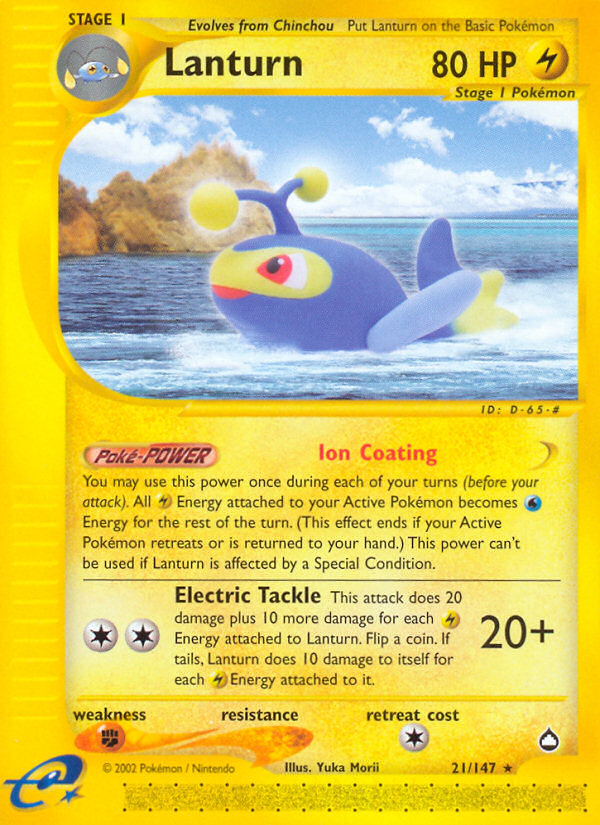 Lanturn 21/147 Rare card from Aquapolis