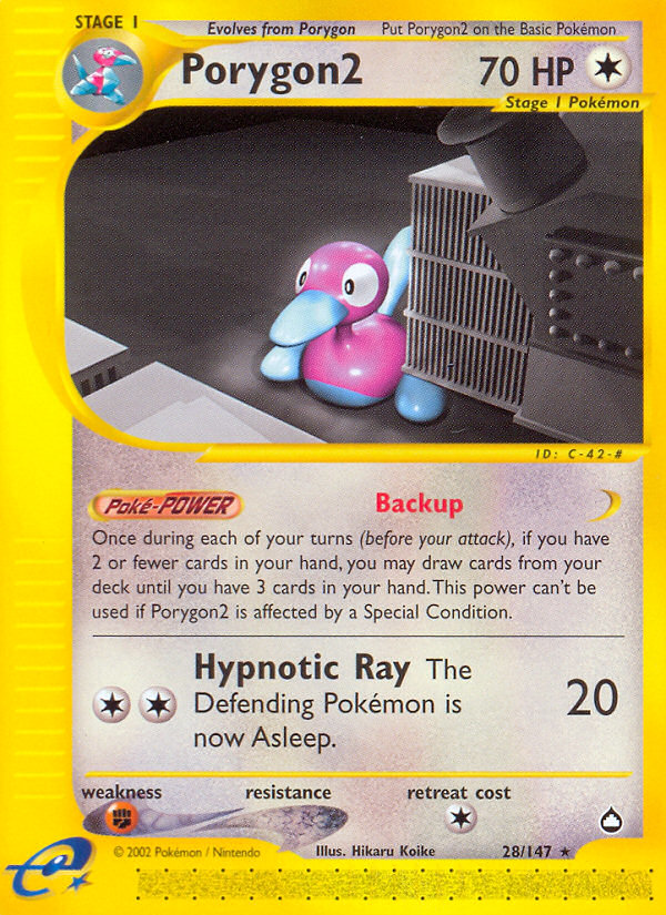 Porygon2 28/147 Rare card from Aquapolis