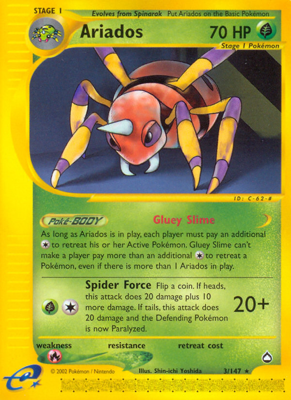 Ariados 3/147 Rare card from Aquapolis