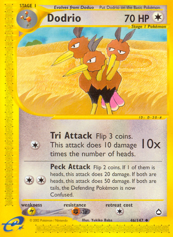 Dodrio 46/147 Uncommon card from Aquapolis