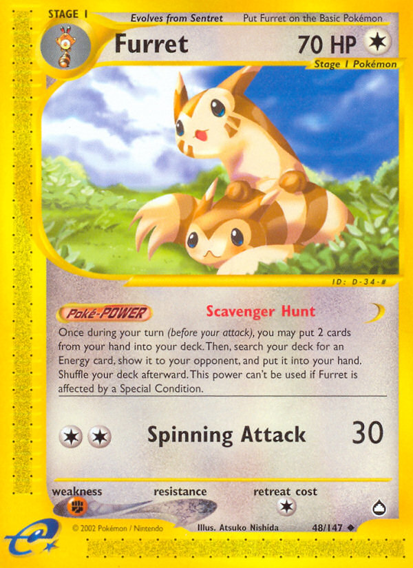 Furret 48 Uncommon card from Aquapolis