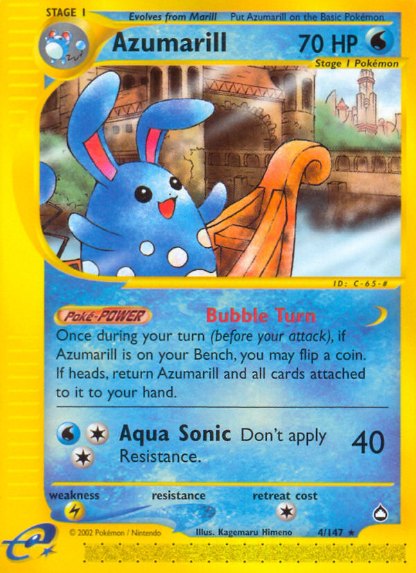 Azumarill 4 Rare card from Aquapolis