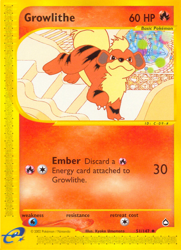 Growlithe 51 Uncommon card from Aquapolis