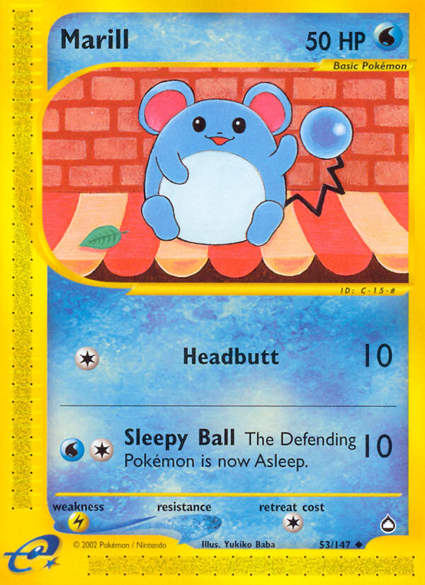 Marill 53 Uncommon card from Aquapolis
