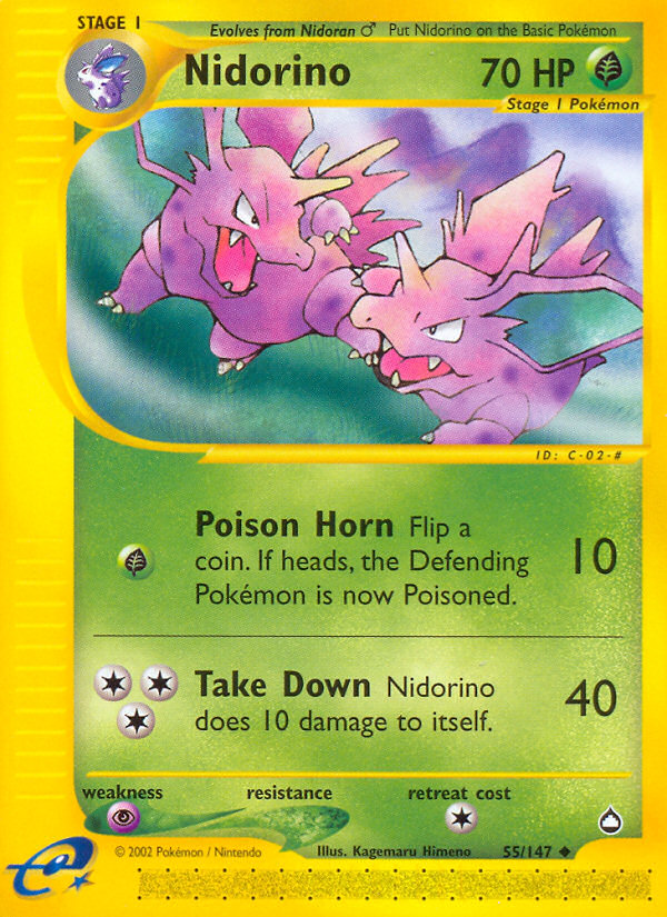 Nidorino 55 Uncommon card from Aquapolis