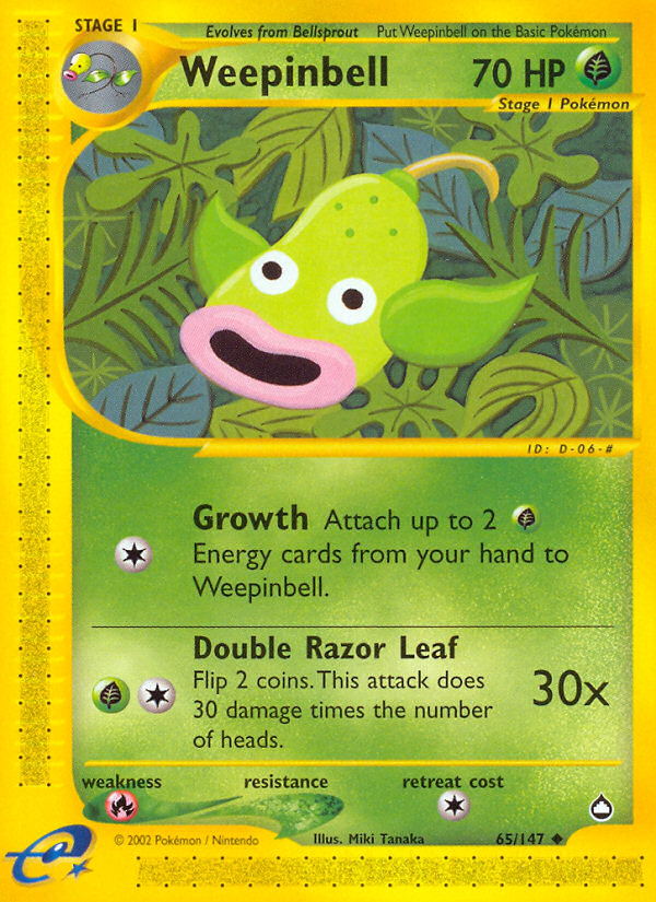 Weepinbell 65 Uncommon card from Aquapolis