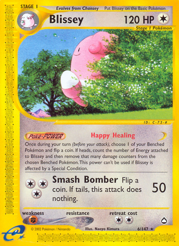 Blissey 6/147 Rare card from Aquapolis
