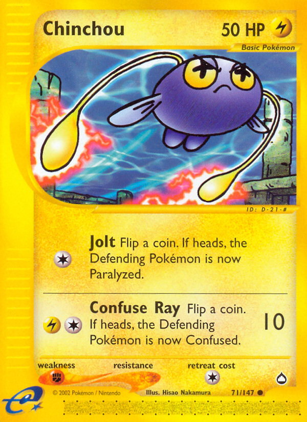 Chinchou 71 Common card from Aquapolis