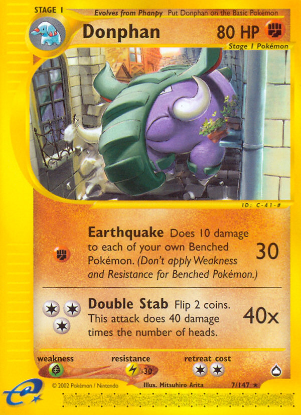 Donphan 7/147 Rare card from Aquapolis