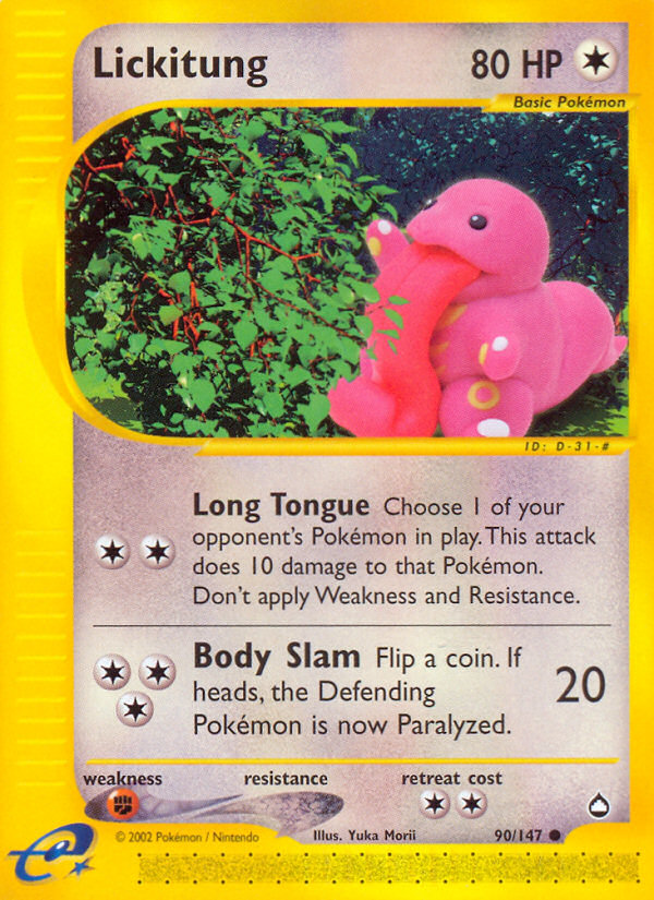 Lickitung 90 Common card from Aquapolis