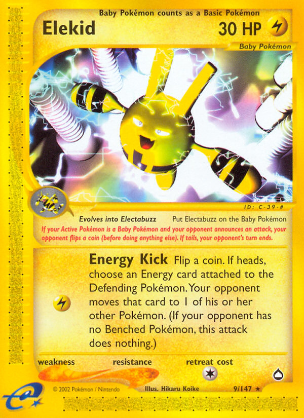 Elekid 9 Rare card from Aquapolis