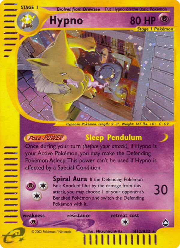Hypno H12 Rare Holo card from Aquapolis