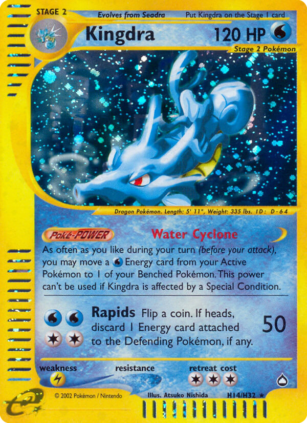 Kingdra H14 Rare Holo card from Aquapolis