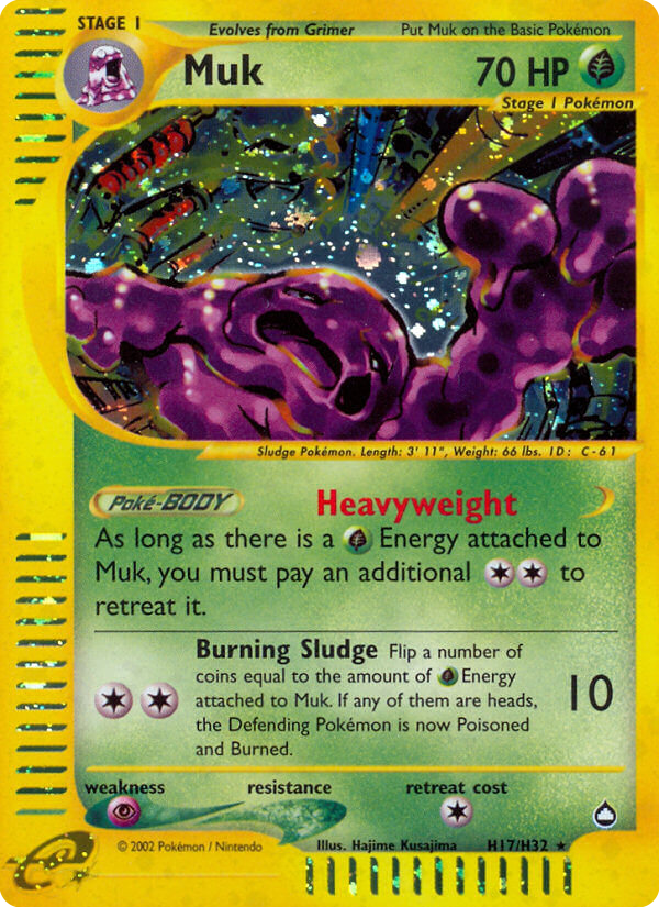Muk H17 Rare Holo card from Aquapolis