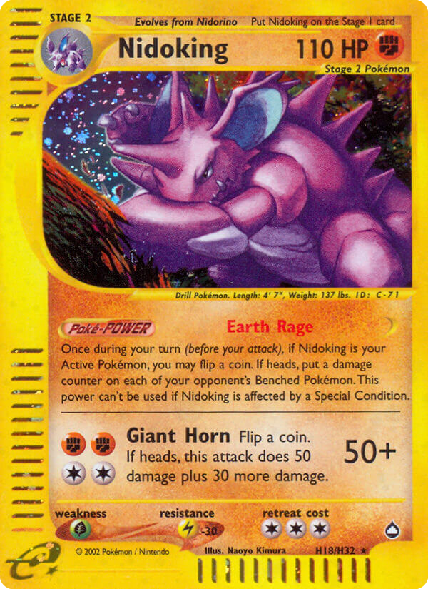 Nidoking H18/147 Rare Holo card from Aquapolis