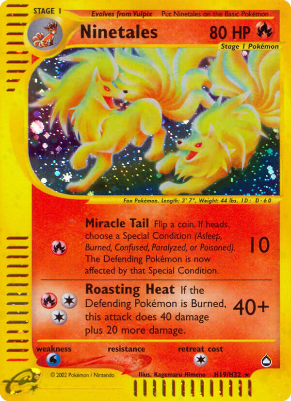 Ninetales H19 Rare Holo card from Aquapolis