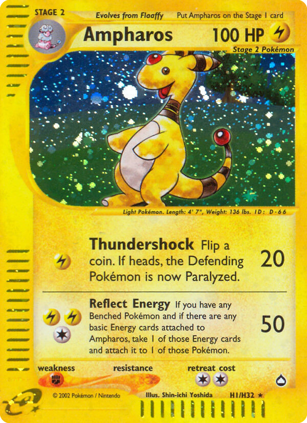 Ampharos H1/147 Rare Holo card from Aquapolis