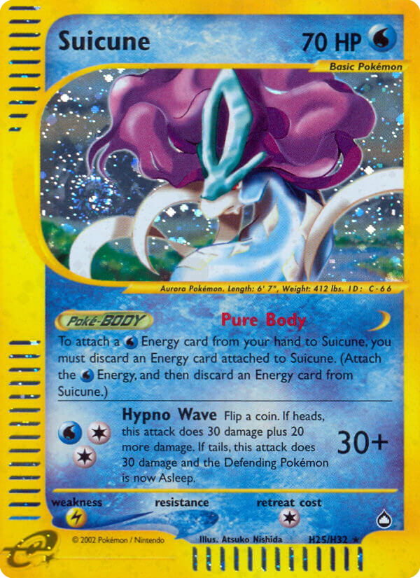 Suicune H25 Rare Holo card from Aquapolis
