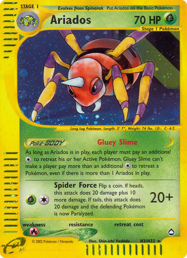 Ariados H3/147 Rare Holo card from Aquapolis