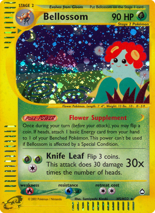 Bellossom H5 Rare Holo card from Aquapolis