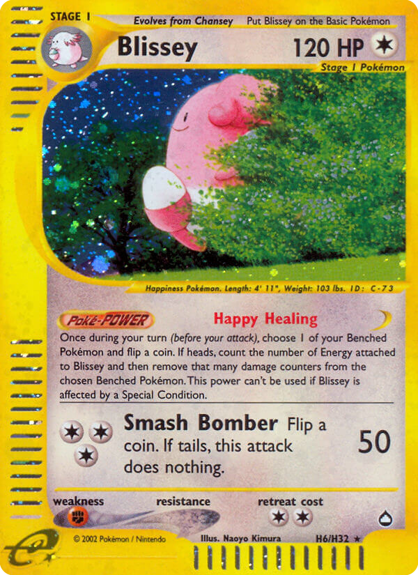 Blissey H6 Rare Holo card from Aquapolis