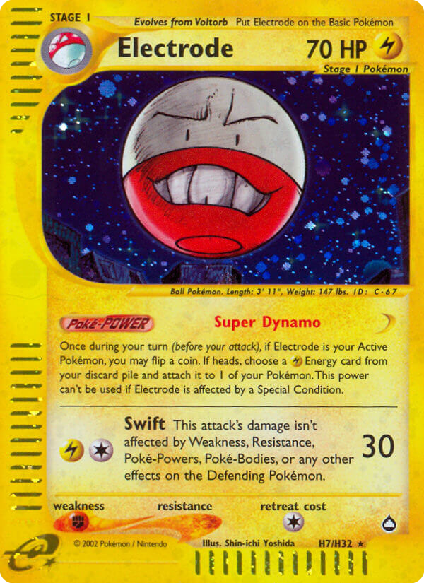 Electrode H7 Rare Holo card from Aquapolis