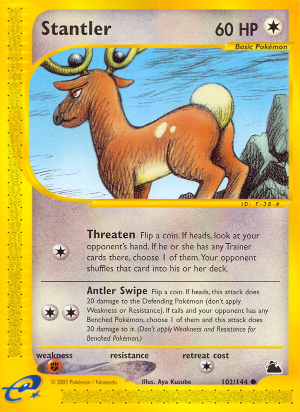 Stantler 102 Common card from Skyridge