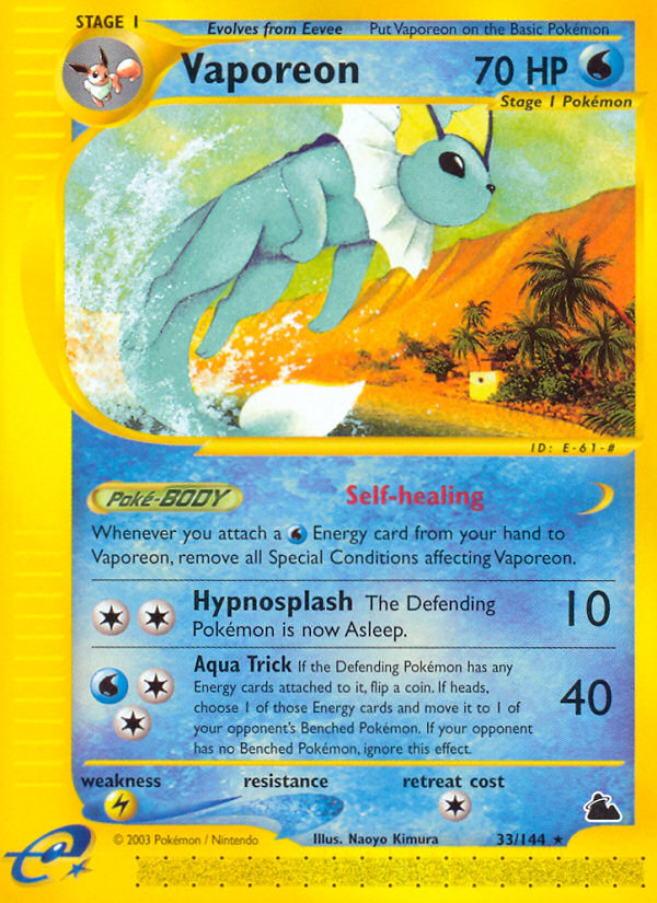 Vaporeon 33 Rare card from Skyridge